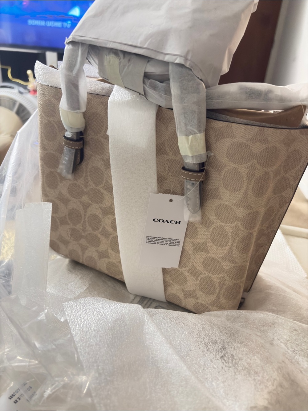 Coach Mollie 25 Satchel in Taupe Signature Canvas - Picture 5 of 6